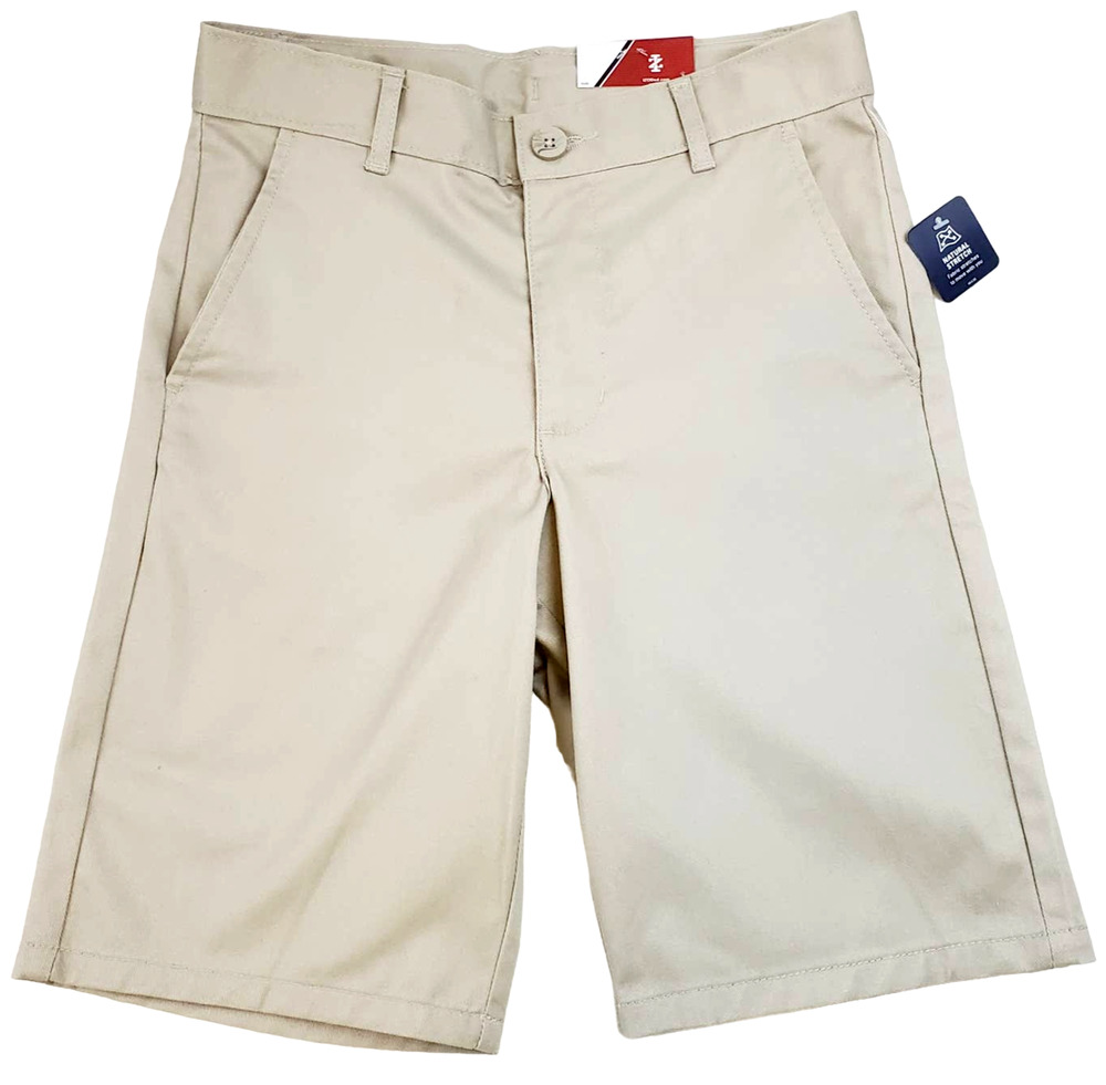 IZOD Shorts Kid's 10 Regular Khaki Flat Front Natural Stretch NEW School Pants